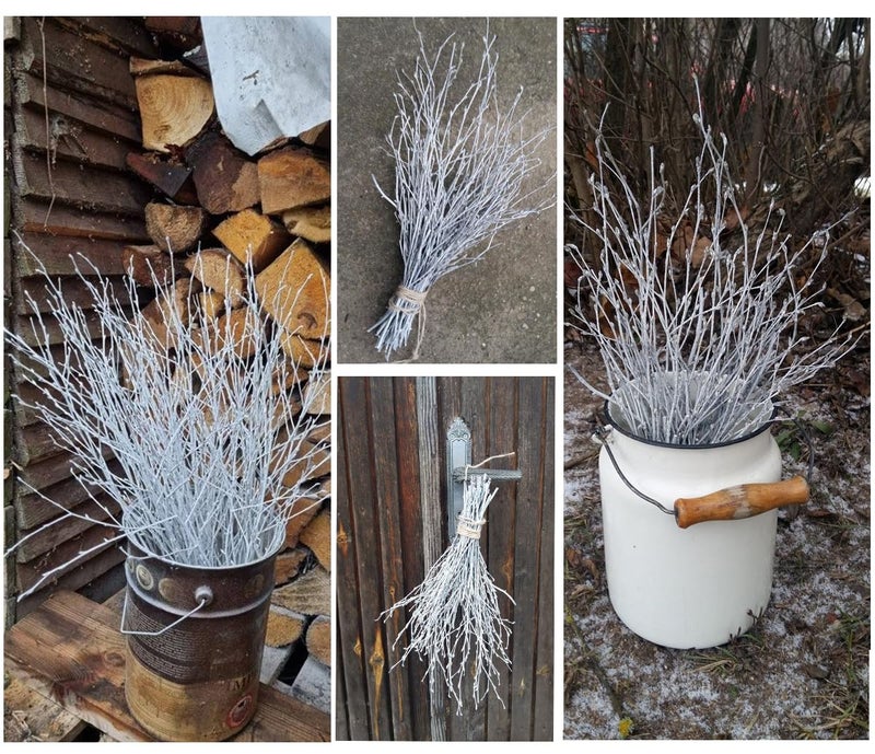 DongArts Decorative Birch Branches Decoration, 23 Inch Birch Stems for Wedding Decor,Dried Twigs for Christmas Decor (White) - Image 5